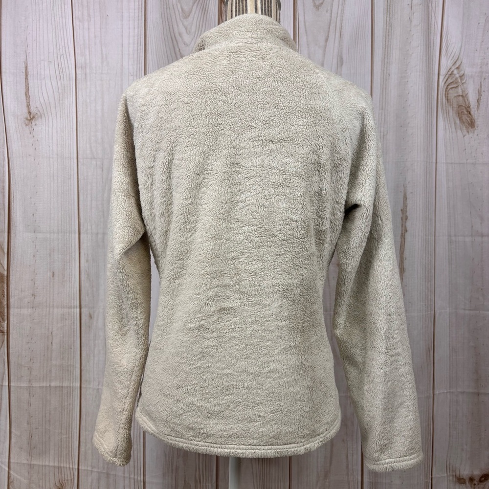 The North Face 1/4 Zip Fleece Pullover Pouch Pocket Pop Collar Top Cream Size M - Picture 3 of 13